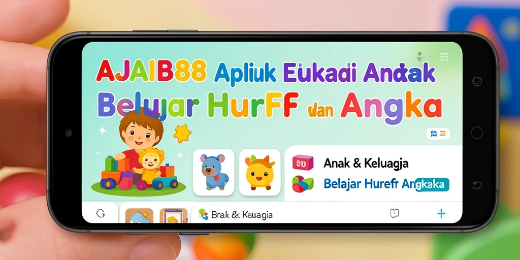 Tampilan antarmuka AJAIB88 dengan berbagai fitur interaktif untuk belajar huruf dan angka.