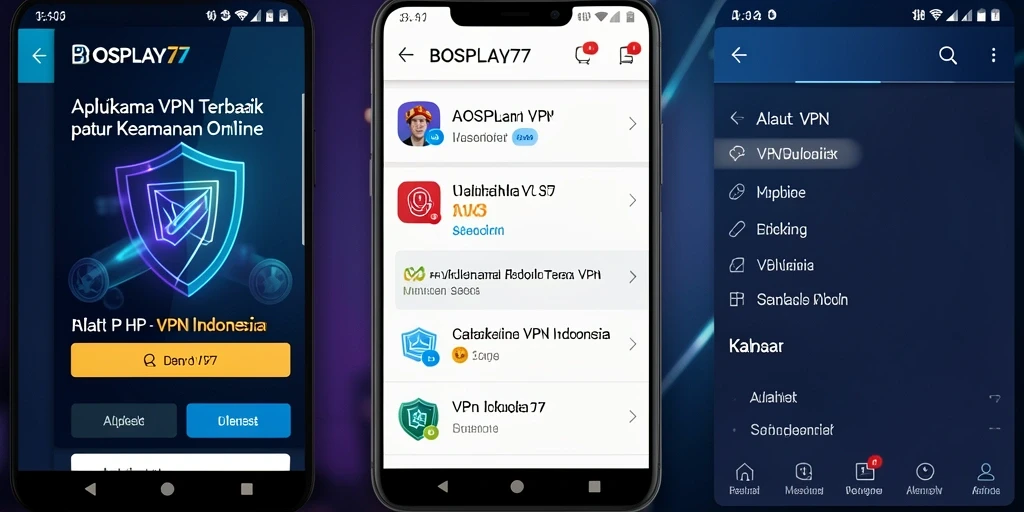 Tampilan antarmuka BOSPLAY77 menunjukkan fungsi VPN yang intuitif.