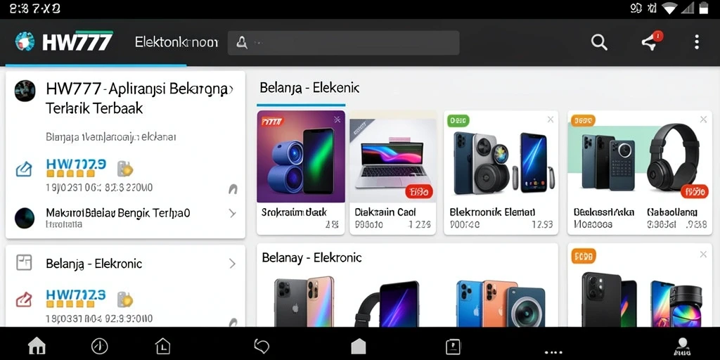 Tampilan antarmuka aplikasi HW777 yang informatif dan menarik.