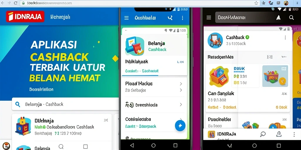Antarmuka aplikasi IDNRAJA dengan fungsi Cashback yang menarik.
