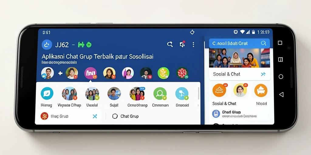 Antarmuka aplikasi JJ62 yang memudahkan penggunaan chat grup.