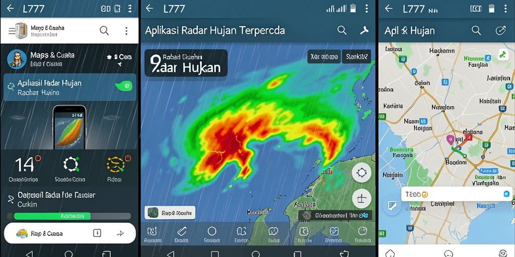 Antarmuka aplikasi L777 menunjukkan informasi hujan secara jelas dan interaktif.