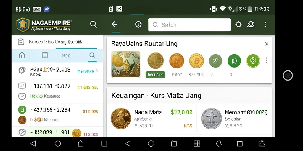 Tampilan antarmuka NAGAEMPIRE dengan informasi kurs mata uang yang jelas.