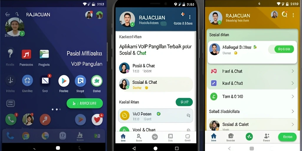 Tampilan antarmuka aplikasi RAJACUAN untuk VoIP Panggilan yang user-friendly.