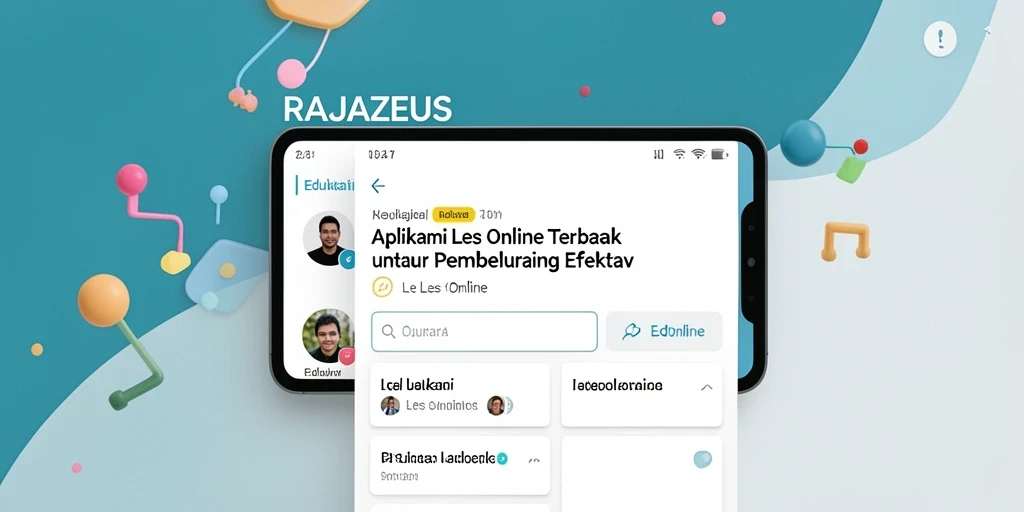Tampilan antarmuka aplikasi Les Online RAJAZEUS yang modern dan user-friendly.