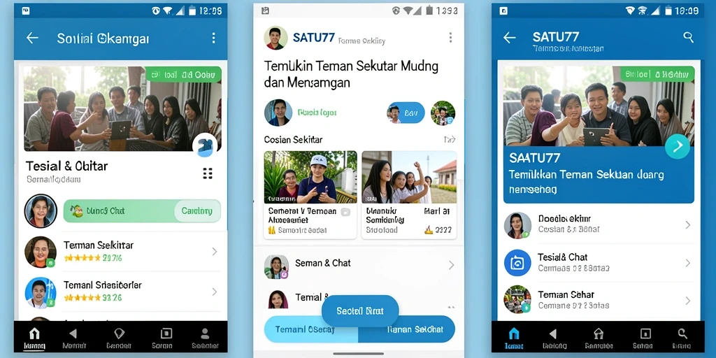 Antarmuka SATU77 yang intuitif dan menarik untuk interaksi sosial.