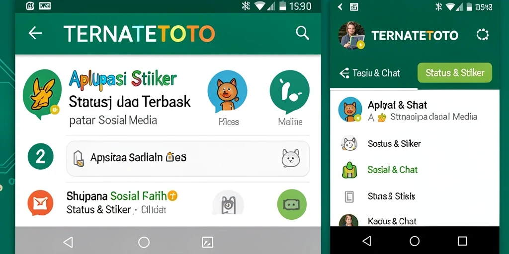 Antarmuka TERNATETOTO dengan pilihan stiker yang menarik.